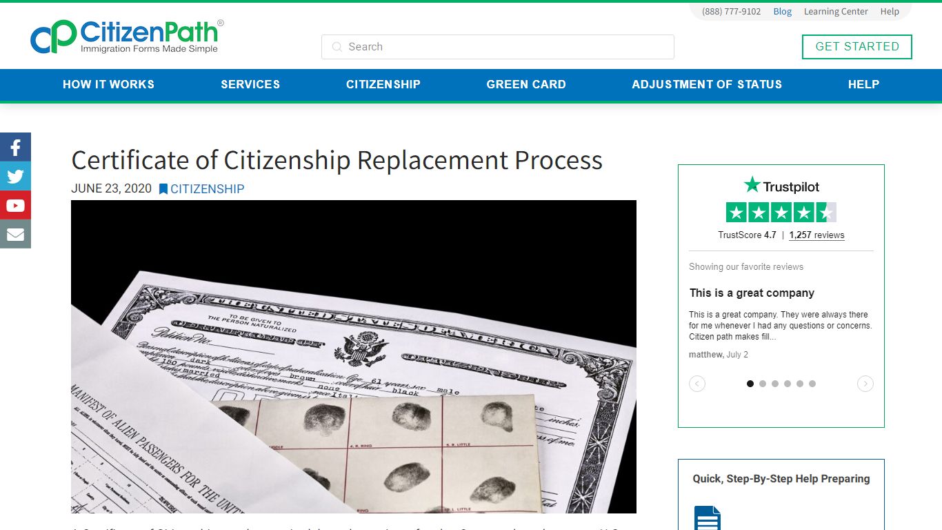 Certificate of Citizenship Replacement Process - CitizenPath