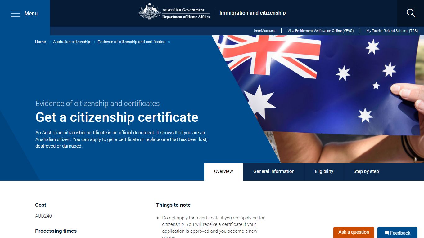 Evidence of citizenship and certificates Get a citizenship certificate